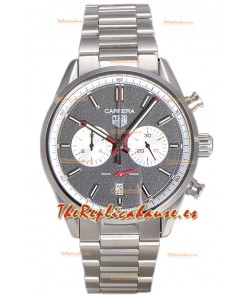 Tag Heuer Carrera Cronógrafo 43 Reloj Réplica Cuarzo Suizo Dial Gris Correa Acero
