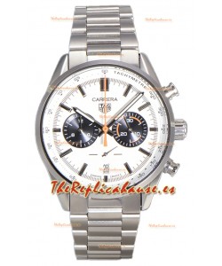 Tag Heuer Carrera Cronógrafo 43 Reloj Réplica Cuarzo Suizo Dial Blanco Correa Piel