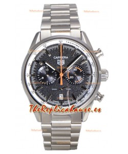 Tag Heuer Carrera Cronógrafo 43 Reloj Réplica Cuarzo Suizo Dial Gris Correa Acero 