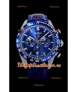 Tag Heuer Carrera Movimiento Cuarzo Suizo Reloj Réplica Dial Azul - Correa de Goma Azul