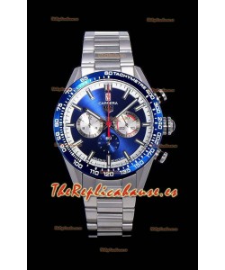 Tag Heuer Carrera Movimiento Cuarzo Suizo Reloj Réplica Dial Azul - Correa de Acero Inoxidable