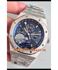 Audemars Piguet Royal Oak Calendario Perpetuo Reloj Réplica Suizo Caja de Acero y Dial Azul