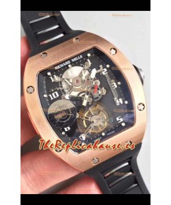 Richard Mille RM001 Genuino Tourbillon Reloj Réplica Suizo Caja en Oro Rosado