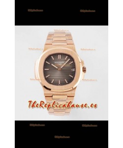 Patek Philippe Nautilus 5711/1R-001 Reloj Réplica a Espejo 1:1 En Acero 904L Oro Rosado Dial Marrón