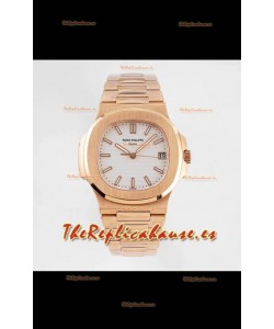 Patek Philippe Nautilus 5711/1R-001 Reloj Réplica a Espejo 1:1 En Acero 904L Oro Rosado Dial Blanco