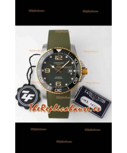 Longines HydroConquest Reloj Réplica Suizo a Espejo 1:1 Dial Gris Dial Correa de Goma Bisel en Oro Amarillo