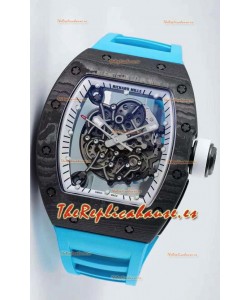 Richard Mille RM055 Caja de Carbono Forjado Reloj Réplica a espejo 1:1 Correa Azul