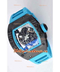 Richard Mille RM055 Caja de Carbono Forjado Reloj Réplica a espejo 1:1 Correa Azul