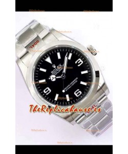 Rolex Explorer I Dial Negro - Acero 904L en Movimiento Suizo Automático 3235