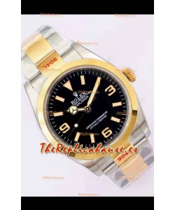Rolex Explorer I Dial Negro - Oro Amarillo en Acero en Movimiento Suizo Automático 3235