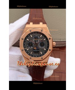 Audemars Piguet Royal Oak Calendario Perpetuo Reloj Réplica Suizo Caja de Oro Rosado - Dial Gris