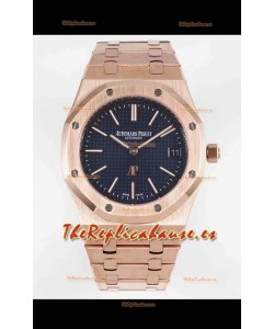 Audemars Piguet Royal Jumbo Oak Super Fino Reloj Réplica Suizo a espejo 1:1 Oro Rosado Dial Azul