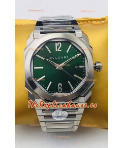 Bvlgari Edición Octo Roma Reloj Réplica a Espejo 1:1 en Caja de Acero - Dial Verde