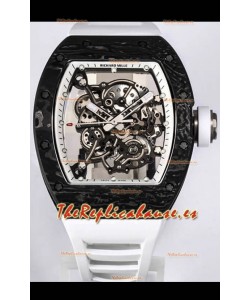 Richard Mille RM055 Caja Carbono Negra Reloj Réplica a Espejo 1:1 Correa Blanca