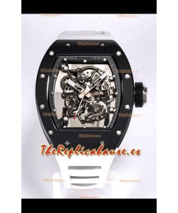 Richard Mille RM055 Caja Cerámica Negra Reloj Réplica a Espejo 1:1 Correa Blanca