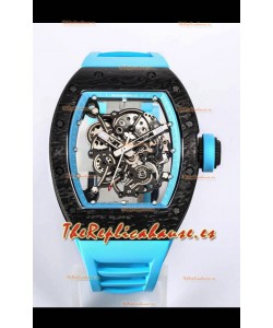 Richard Mille RM055 Caja Carbono Negra Reloj Réplica a Espejo 1:1 Correa Azul