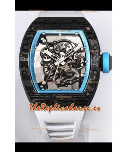 Richard Mille RM055 Caja Carbono Negra Reloj Réplica a Espejo 1:1 Correa Blanca
