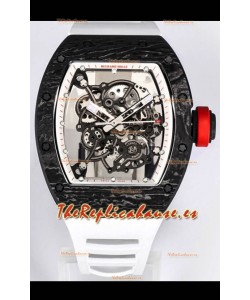 Richard Mille RM055 Caja Carbono Negra Reloj Réplica a Espejo 1:1 Correa Blanca