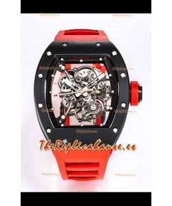 Richard Mille RM055 Caja Cerámica Negra Reloj Réplica a Espejo 1:1 Correa Roja