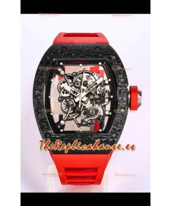 Richard Mille RM055 Caja Cerámica Negra Reloj Réplica a Espejo 1:1 Correa Roja