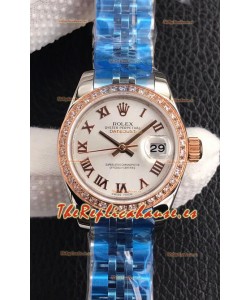 Rolex Datejust Ladies 28MM Movimiento Cal.3135 Réplica Suiza en Acero 904L Dial Blanco 