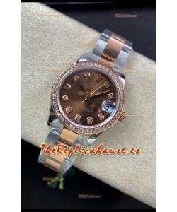 Rolex Datejust 278381 31MM Reloj Réplica Suizo en Acero 904L Oro Rosado dos Tonos Dial Marrón - Réplica a Espejo 1:1