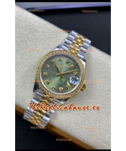 Rolex Datejust 31MM Reloj Réplica Suizo en Acero 904L Oro Amarillo 2 Tonos Dial Verde Réplica a Espejo 1:1
