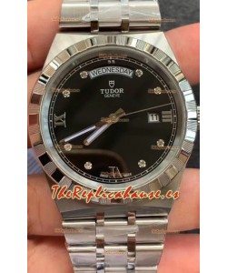 Tudor Reloj Edición Royal - Réplica Espejo 1:1 en Caja de Acero - Dial Diamantes Negro