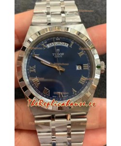 Tudor Reloj Edición Royal - Réplica Espejo 1:1 en Caja de Acero - Dial Romano Azul