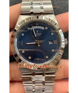 Tudor Reloj Edición Royal - Réplica Espejo 1:1 en Caja de Acero - Dial Diamantes Azul