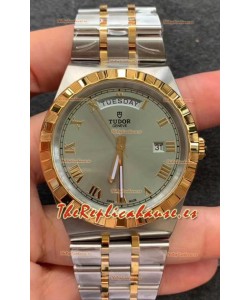 Tudor Reloj Edición Royal - Réplica Espejo 1:1 en Caja en Dos Tonos - Dial Romano Gris