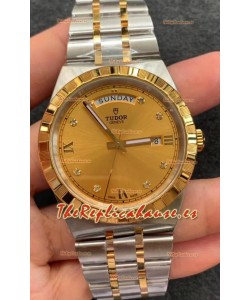 Tudor Reloj Edición Royal - Réplica Espejo 1:1 en Caja en Dos Tonos - Dial Diamantes Oro