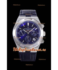 Vacheron Constantin Overseas Cronógrafo Dial Azul Reloj Réplica Suizo - Leather Strap
