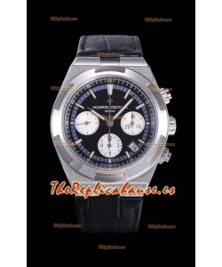 Vacheron Constantin Overseas Cronógrafo Dial Negro Reloj Réplica Suizo - Correa de Piel