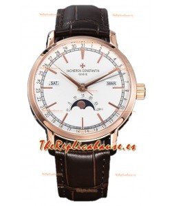 Vacheron Constantin Traditionelle Complete Calendar Cahapada Oro Rosado Dial Blanco Réplica Suiza
