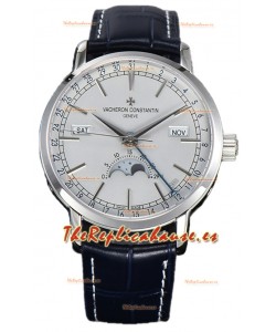Vacheron Constantin Traditionelle Complete Calendar Cahapada Oro Blanco Dial Blanco Réplica Suiza