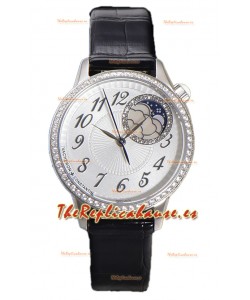 Vacheron Constantin Egerie Muse Moonphase Caja Acero 904L en Dial Blanco Reloj Réplica Suiza 