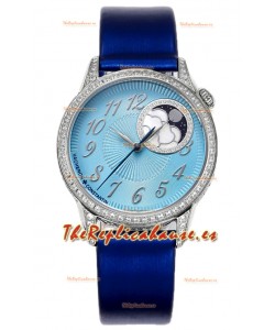 Vacheron Constantin Egerie Muse Moonphase Caja Acero 904L en Dial Azul Réplica Suiza