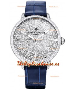 Vacheron Constantin Patrimony Self-Winding Jewellery Dial Pavimentado en Diamantes chapado en Oro Blanco