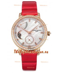 Vacheron Constantin Traditionelle Moon Phase Dial Madre Perla en Oro Rosado Réplica Suiza