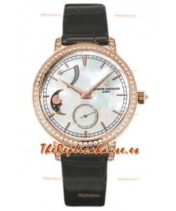 Vacheron Constantin Traditionelle Moon Phase Dial Madre Perla en Oro Rosado Réplica Suiza