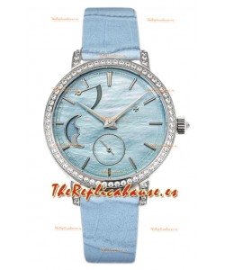 Vacheron Constantin Traditionelle Moon Phase Dial Azul Madre Perlain Steel Case Réplica Suiza