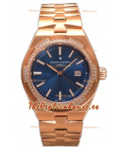 Vacheron Constantin Overseas Caja Oro Rosado Dial Azul 35MM Reloj Réplica Suiza 