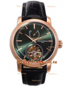 Vacheron Constantin Traditionelle 14-Day Tourbillon Dial Verde Oro Rosado Reloj Réplica Espejo 1:1 