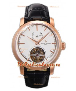 Vacheron Constantin Traditionelle 14-Day Tourbillon Dial Blanco Oro Rosado Reloj Réplica Espejo 1:1 