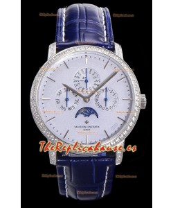Vacheron Constantin Patrimony Perpetual Calendar Ultra-Thin Oro Blanco Dial Azul Claro Réplica Suiza