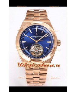 Vacheron Constantin Overseas Tourbillon Oro Rosado en Dial Azul Correa de Oro Réplica a Espejo 1:1