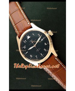 IWC Mark XVI Reproducción Reloj Suizo Oro Rosa - Correa Marrón 40MM