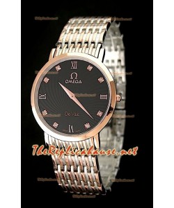 Omega Deville Reproducción Japonesa Reloj para Hombre en dos Tonos - Esfera de color Negro