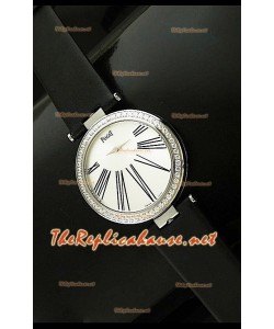 Piaget Altiplano Reloj de Cuarzo Suizo con Esfera de Hora en Correa de Piel Negra